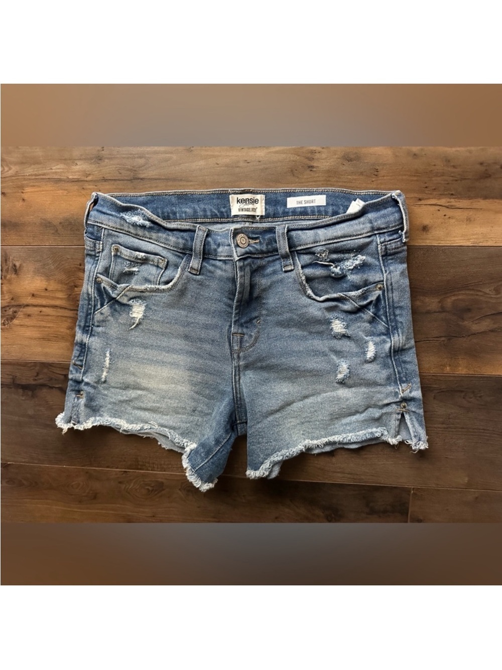 Kensie Distressed Denim Cutoff Shorts Jorts Raw Hem Festival Y2K Size 27